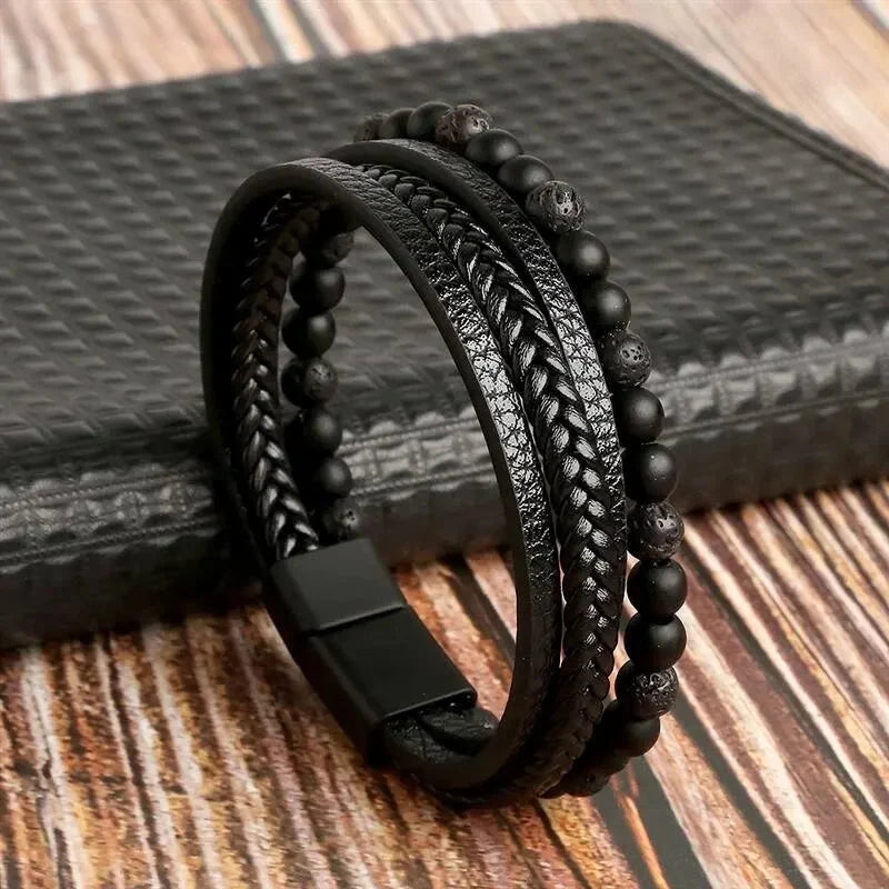 Tiger Eye Leather Wrap Bracelet