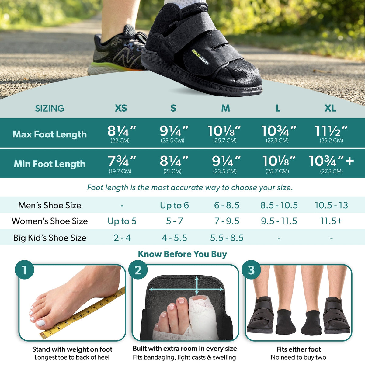 Closed Toe Medical Walking Shoe | Lightweight Foot Cast Brace for Metatarsal Stress Fractures, Post-Surgery, Broken Toe Recovery