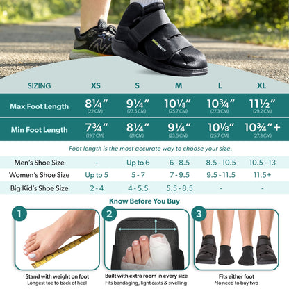 Closed Toe Medical Walking Shoe | Lightweight Foot Cast Brace for Metatarsal Stress Fractures, Post-Surgery, Broken Toe Recovery