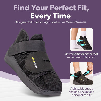 Closed Toe Medical Walking Shoe | Lightweight Foot Cast Brace for Metatarsal Stress Fractures, Post-Surgery, Broken Toe Recovery