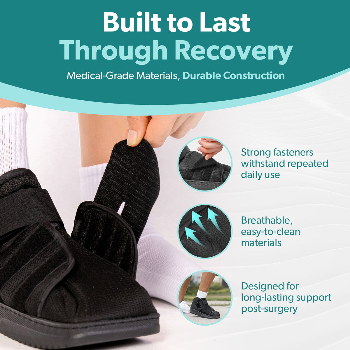 Closed Toe Medical Walking Shoe | Lightweight Foot Cast Brace for Metatarsal Stress Fractures, Post-Surgery, Broken Toe Recovery