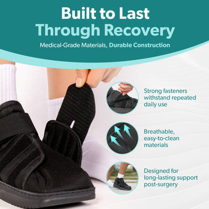 Closed Toe Medical Walking Shoe | Lightweight Foot Cast Brace for Metatarsal Stress Fractures, Post-Surgery, Broken Toe Recovery