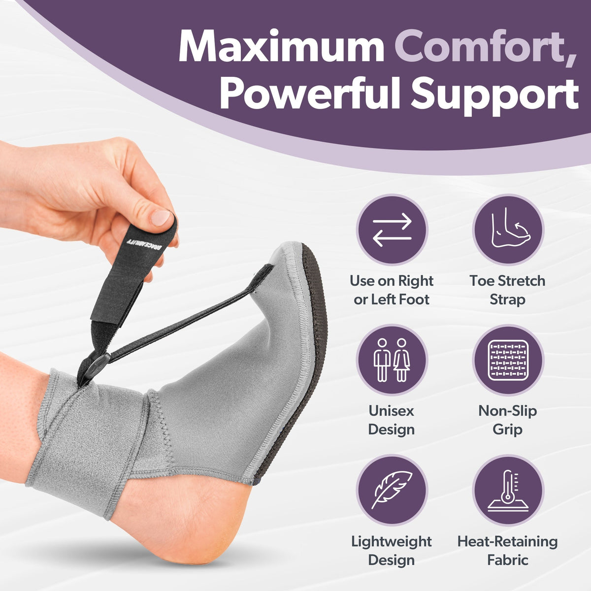 Plantar Fasciitis Night Sock Splint | Soft Stretching Brace and Foot Pain Sleep Support Boot
