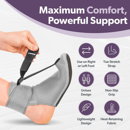 Plantar Fasciitis Night Sock Splint | Soft Stretching Brace and Foot Pain Sleep Support Boot