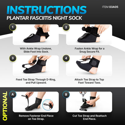 Plantar Fasciitis Night Sock Splint | Soft Stretching Brace and Foot Pain Sleep Support Boot