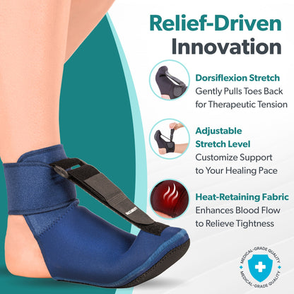 Plantar Fasciitis Night Sock Splint | Soft Stretching Brace and Foot Pain Sleep Support Boot