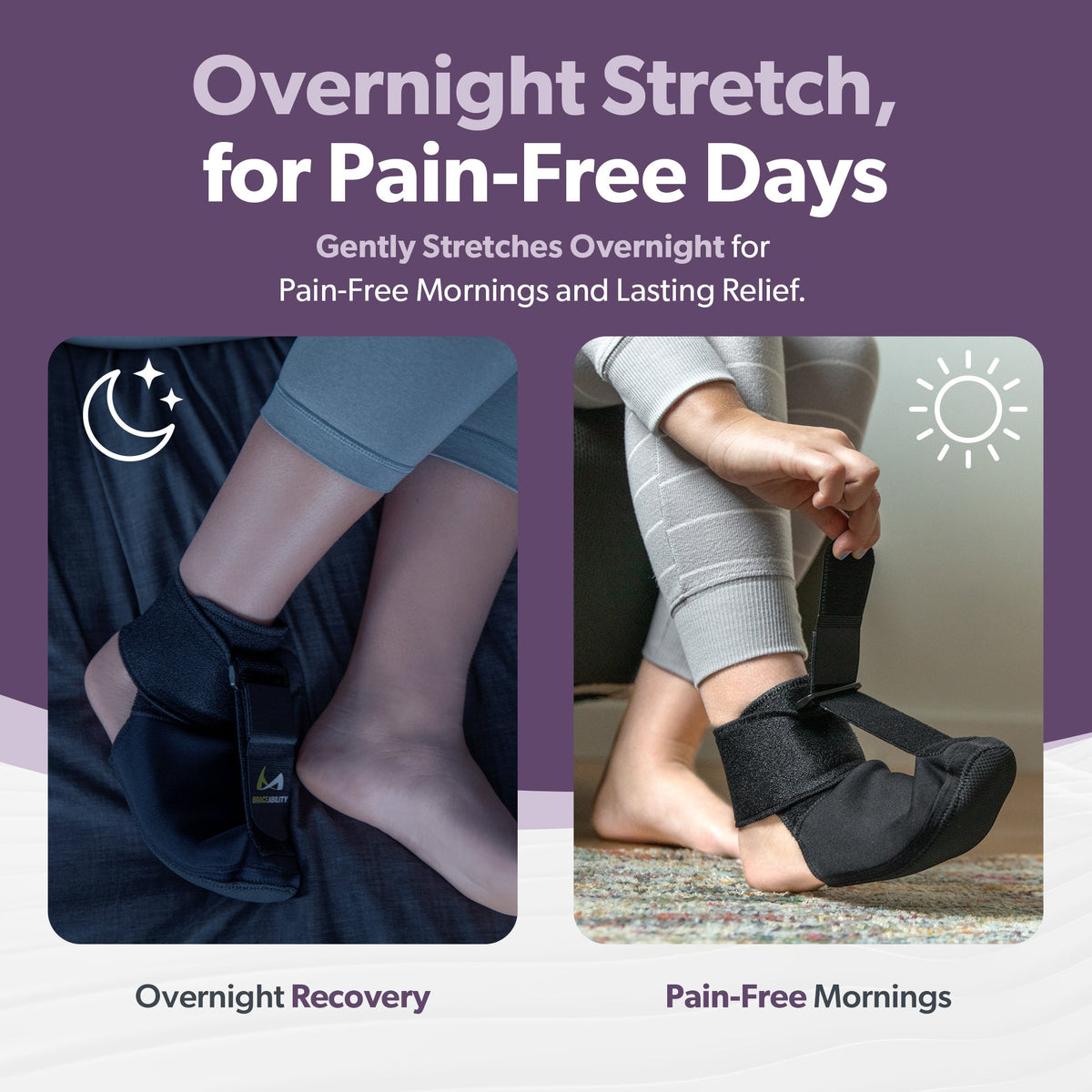 Plantar Fasciitis Night Sock Splint | Soft Stretching Brace and Foot Pain Sleep Support Boot