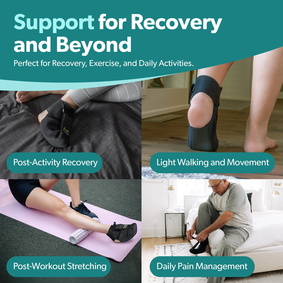 Plantar Fasciitis Night Sock Splint | Soft Stretching Brace and Foot Pain Sleep Support Boot