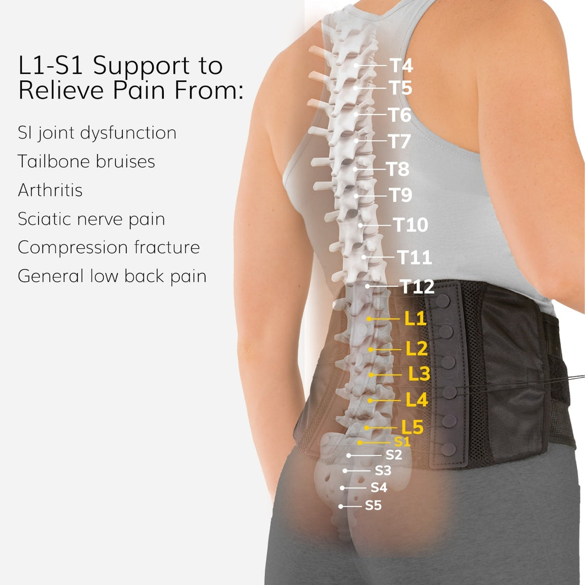 Adjustable Lower Back & Spine Pain Lumbosacral Corset Brace