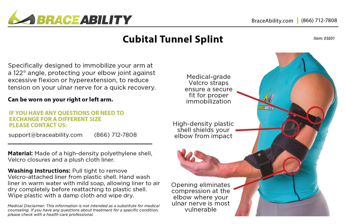 Cubital Tunnel Syndrome Elbow Brace to Prevent Ulnar Nerve Entrapment & Hyperextension