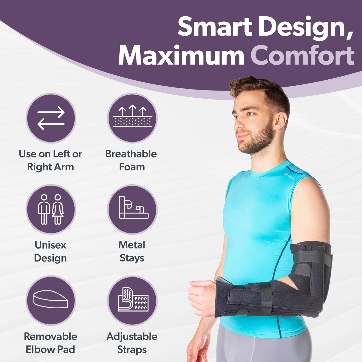Elbow Fracture Splint | Removable Long Arm Cast & Broken Supracondylar or Proximal Ulna Immobilizer Brace