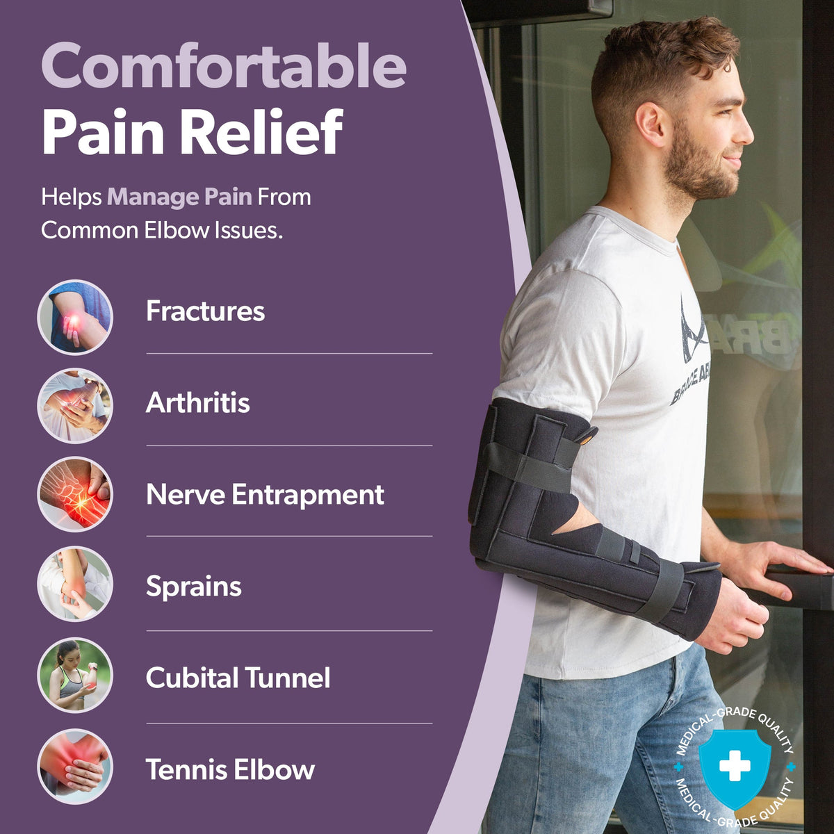 Elbow Fracture Splint | Removable Long Arm Cast & Broken Supracondylar or Proximal Ulna Immobilizer Brace