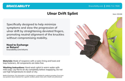 Ulnar Deviation / Drift Hand Splint for Arthritis & MCP Knuckle Joint Support
