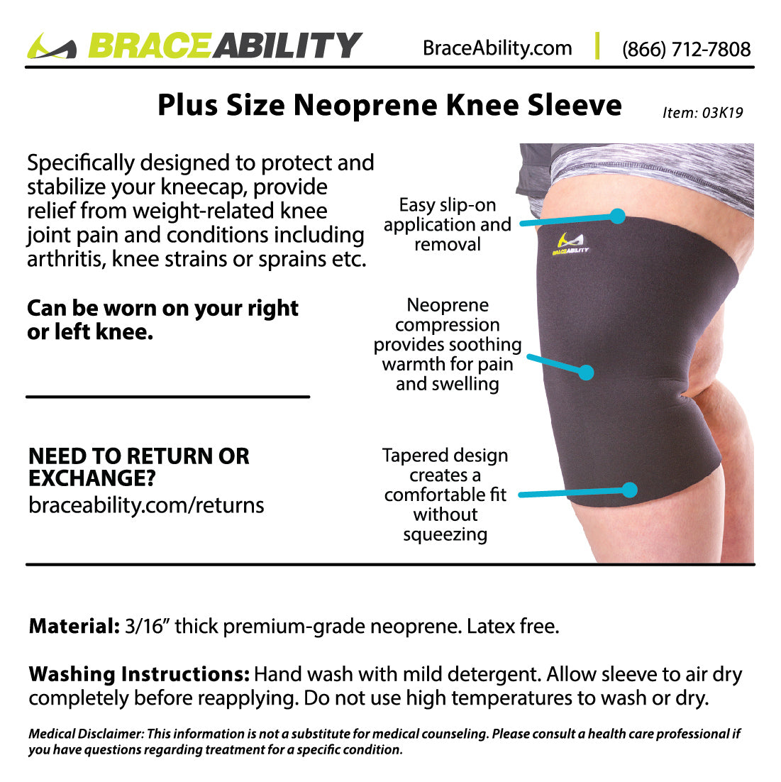 Plus Size Neoprene Knee Compression Sleeve (FINAL SALE)