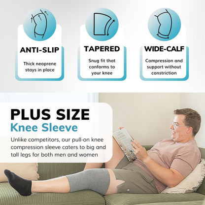 Plus Size Neoprene Knee Compression Sleeve | Large Brace for Arthritis Pain & Support (up to 6XL)