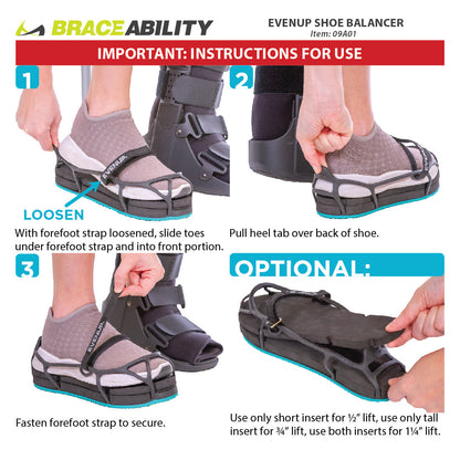 EVENup Shoe Balancer | Leveler and Lift for Uneven Legs to Wear With Walking Boot