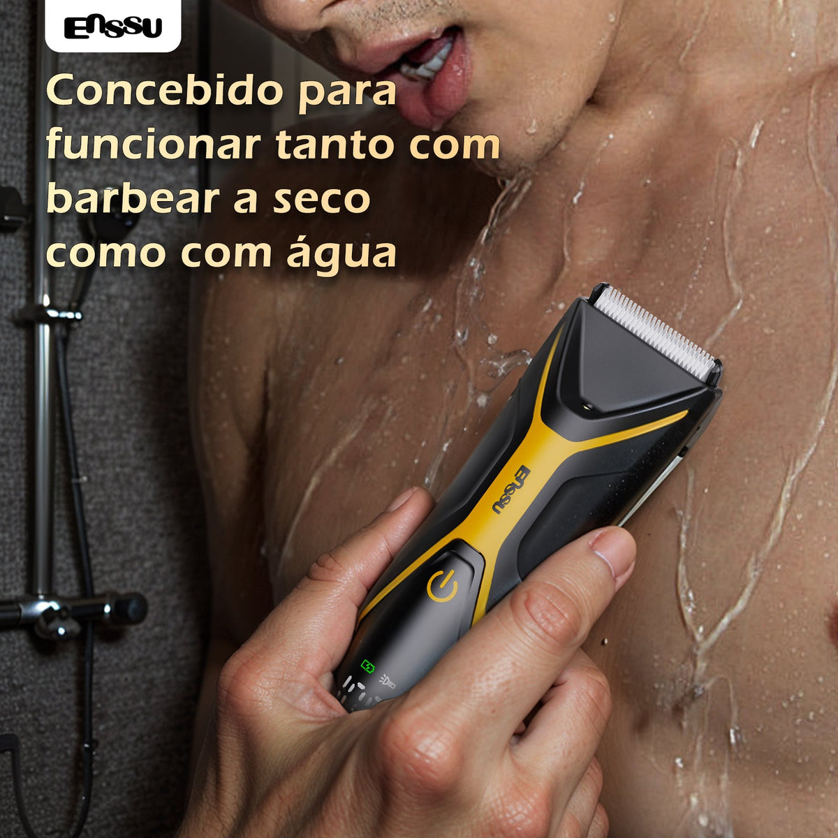 Aparador Corporal 2 em 1 ENSSU Pro Amarelo – BraiLock™ IPX7 Ecrã Digital