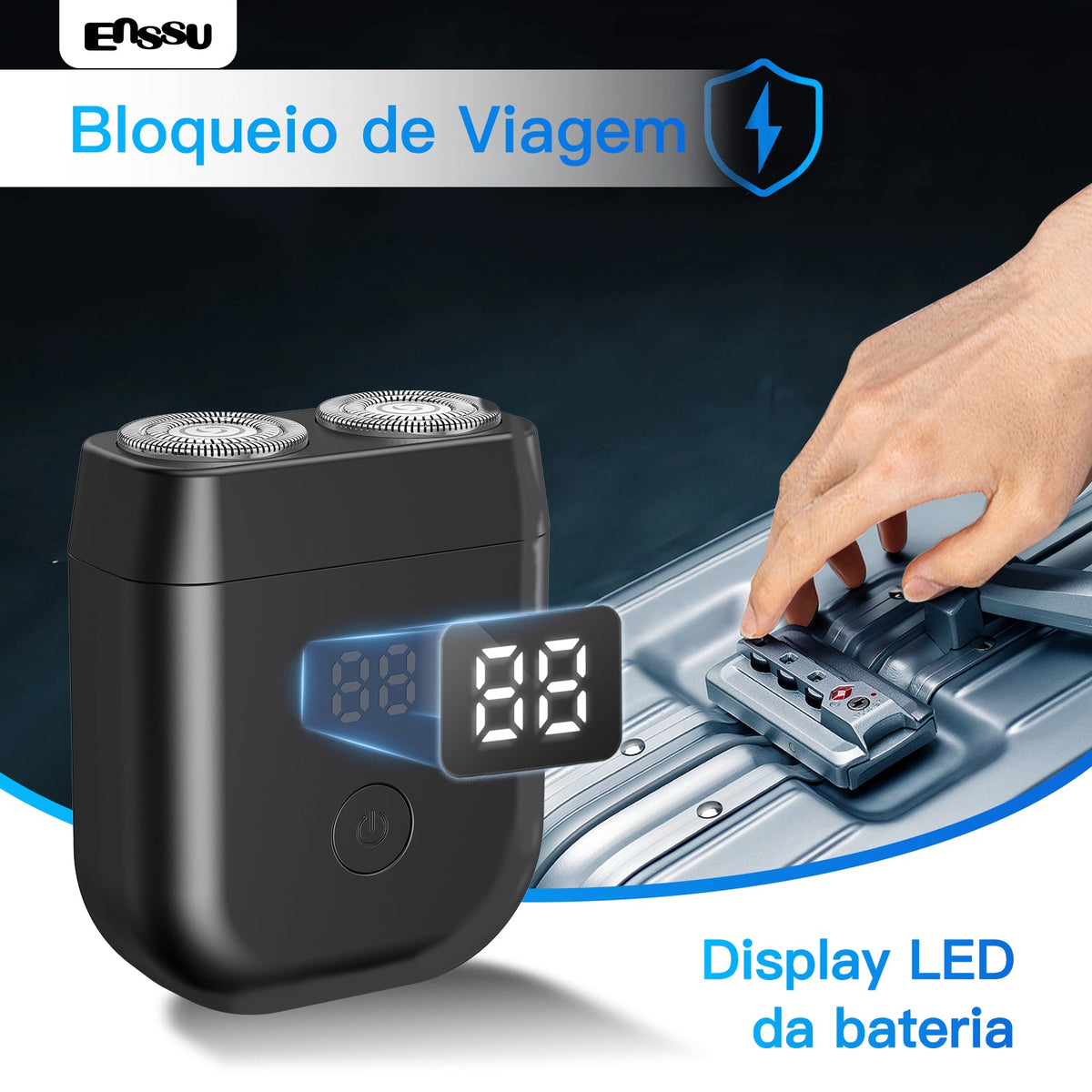 Máquina de Barbear Elétrica ENSSU – Sem Fios, À Prova de Água, USB