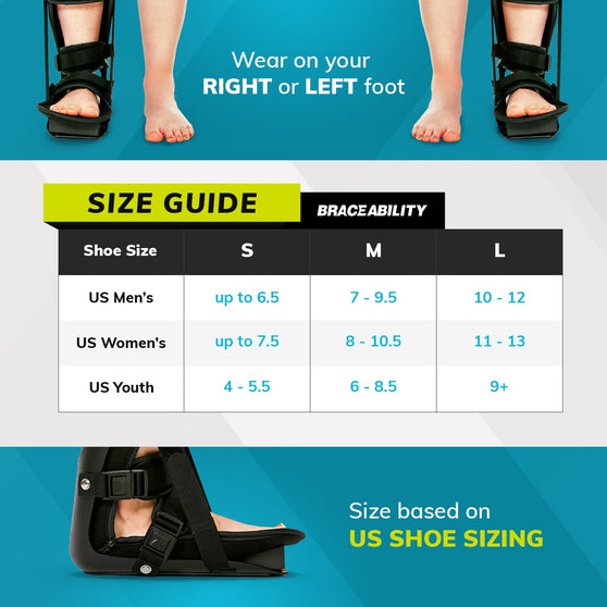 Sizing%20chart%20for%20plantar%20fasciitis%20nighttime%20stretching%20boot.%20Available%20in%20sizes%20S-L.