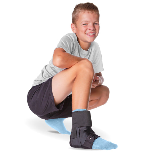 Lace Up Kids Ankle Brace | Pediatric Figure 8 Sprained Foot Support Wrap for Youth in Sports