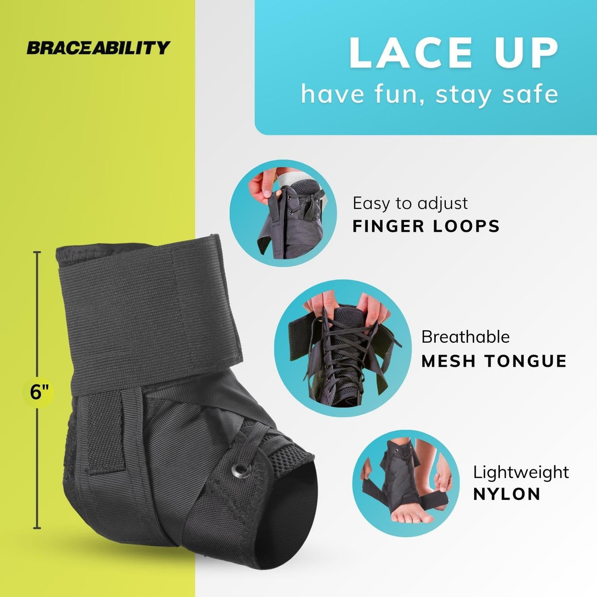 Lace Up Kids Ankle Brace | Pediatric Figure 8 Sprained Foot Support Wrap for Youth in Sports