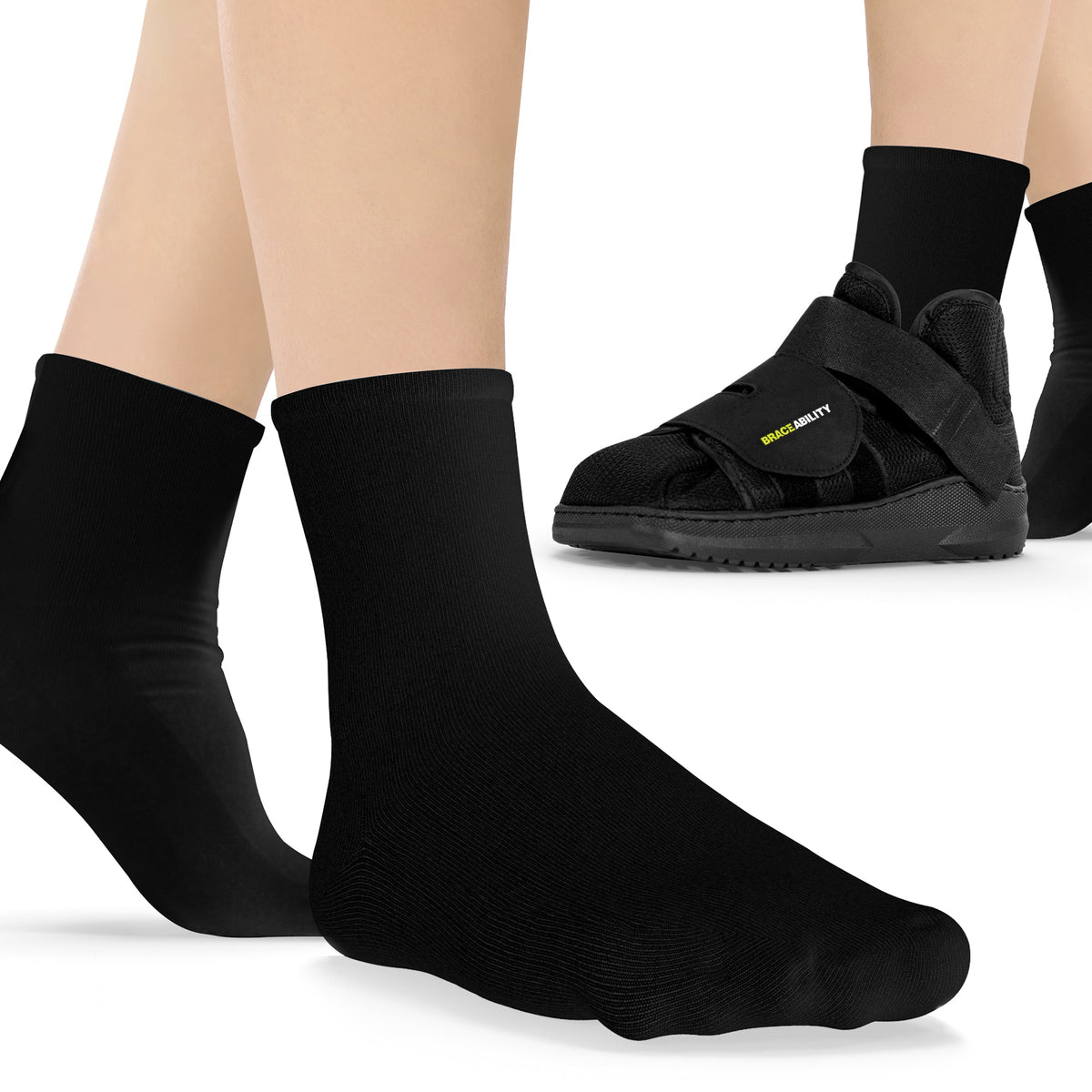 Orthopedic Walking Boot Sock Liners - Replacement Tube Cast Socks for Aircast Cam Walkers and Fracture Post-op Shoes (1 Pair)