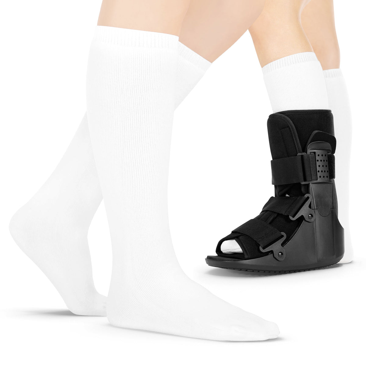 Orthopedic Walking Boot Sock Liners - Replacement Tube Cast Socks for Aircast Cam Walkers and Fracture Post-op Shoes (1 Pair)