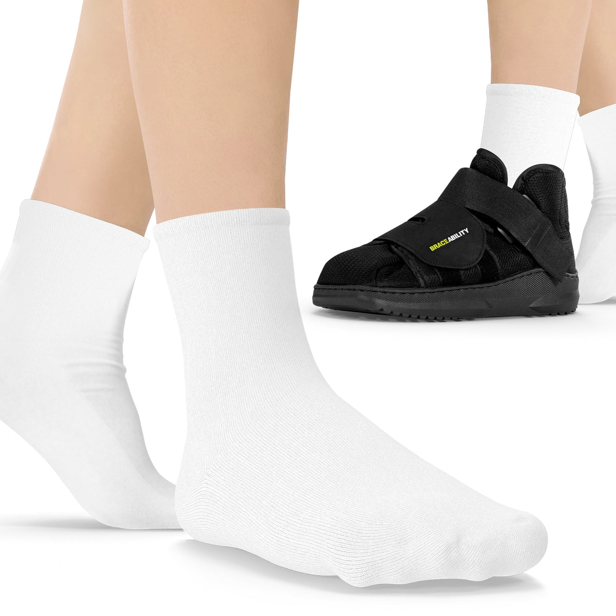 Orthopedic Walking Boot Sock Liners - Replacement Tube Cast Socks for Aircast Cam Walkers and Fracture Post-op Shoes (1 Pair)