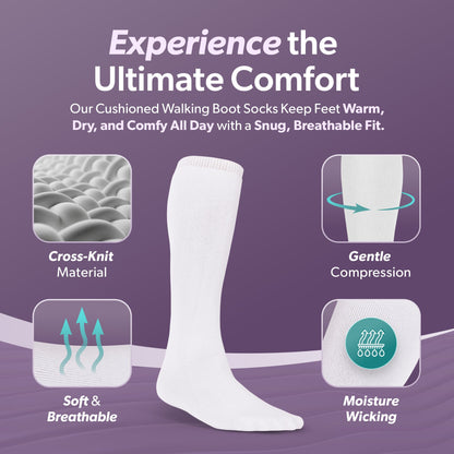 Orthopedic Walking Boot Sock Liners - Replacement Tube Cast Socks for Aircast Cam Walkers and Fracture Post-op Shoes (1 Pair)