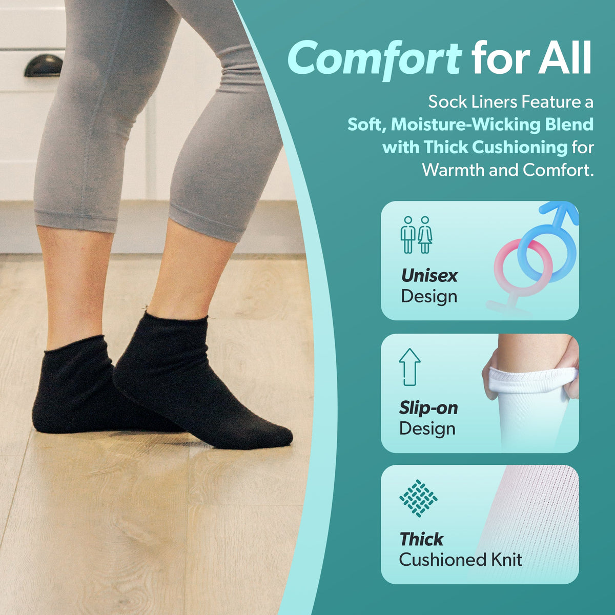 Orthopedic Walking Boot Sock Liners - Replacement Tube Cast Socks for Aircast Cam Walkers and Fracture Post-op Shoes (1 Pair)