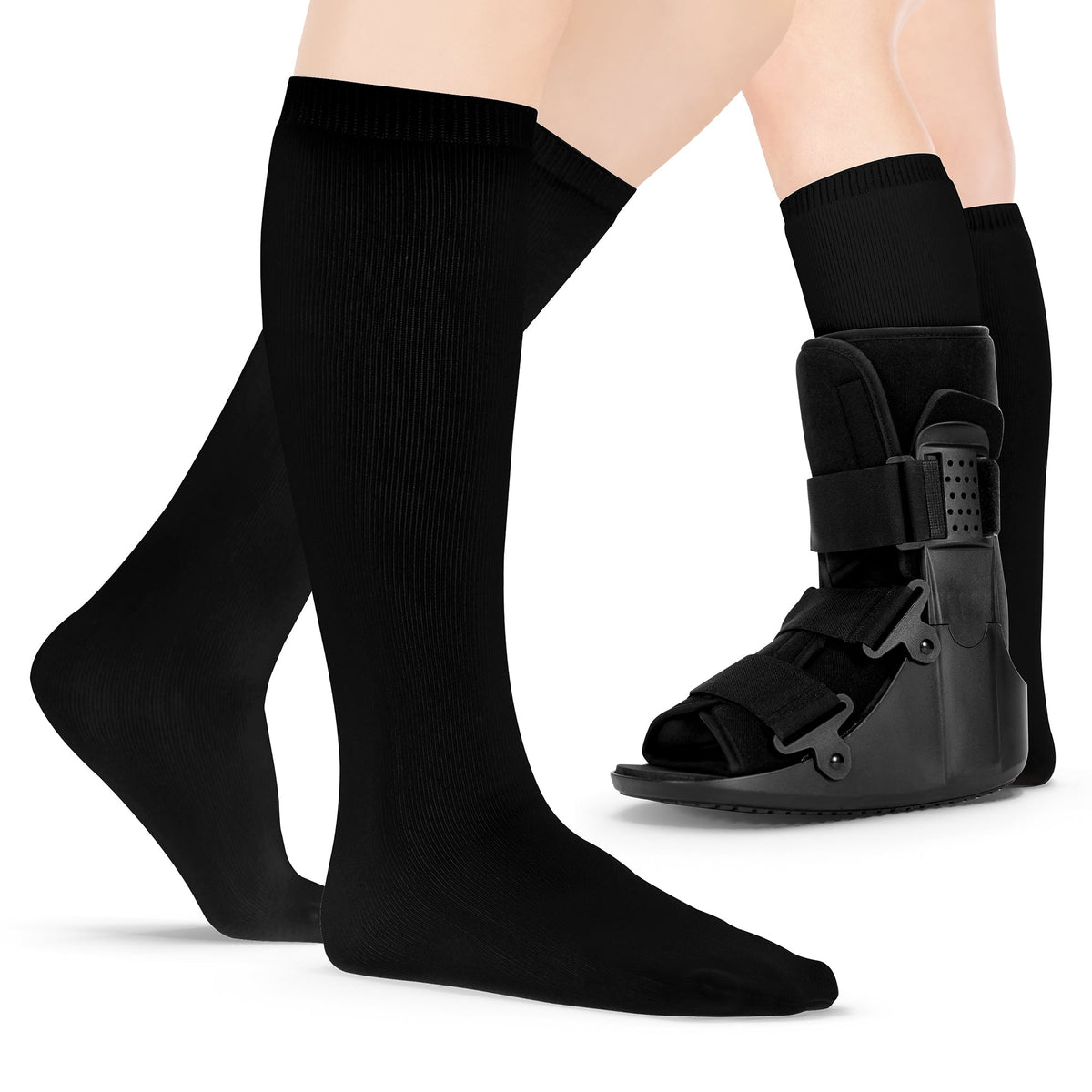 Orthopedic Walking Boot Sock Liners - Replacement Tube Cast Socks for Aircast Cam Walkers and Fracture Post-op Shoes (1 Pair)