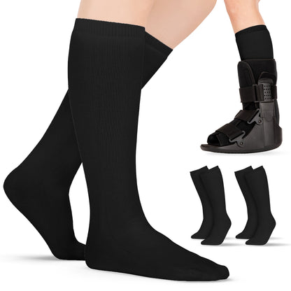 Orthopedic Walking Boot Sock Liners - Replacement Tube Cast Socks for Aircast Cam Walkers and Fracture Post-op Shoes (1 Pair)