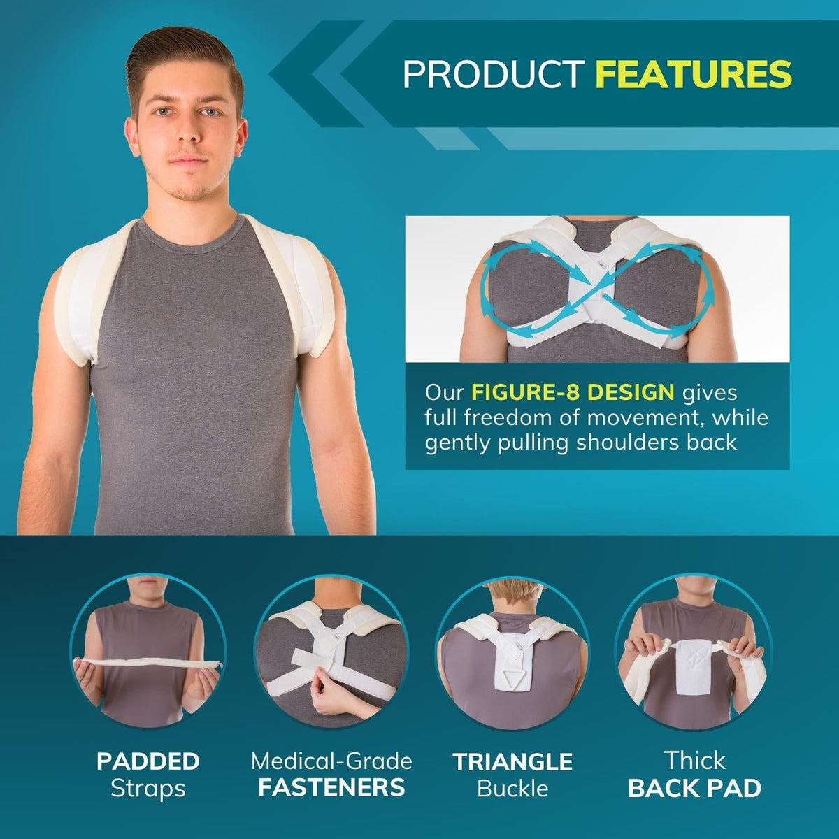 Figure 8 Clavicle Support & Posture Improvement Strap for Men & Women