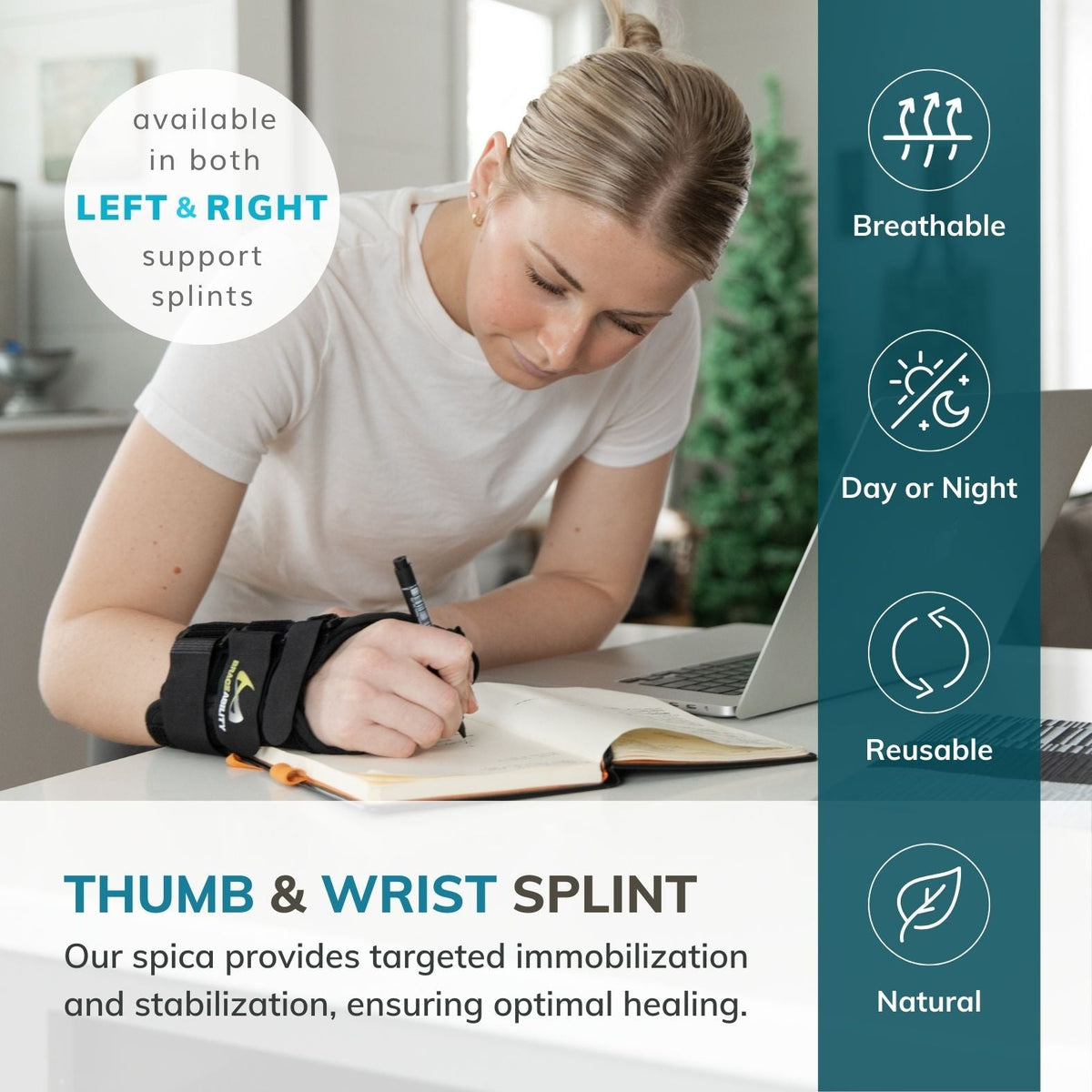 Wrist and Thumb Spica Splint - De Quervain's Tenosynovitis Support Brace for Right or Left Hand