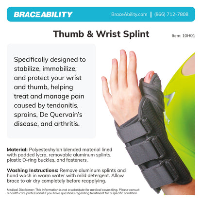 Wrist and Thumb Spica Splint - De Quervain's Tenosynovitis Support Brace for Right or Left Hand