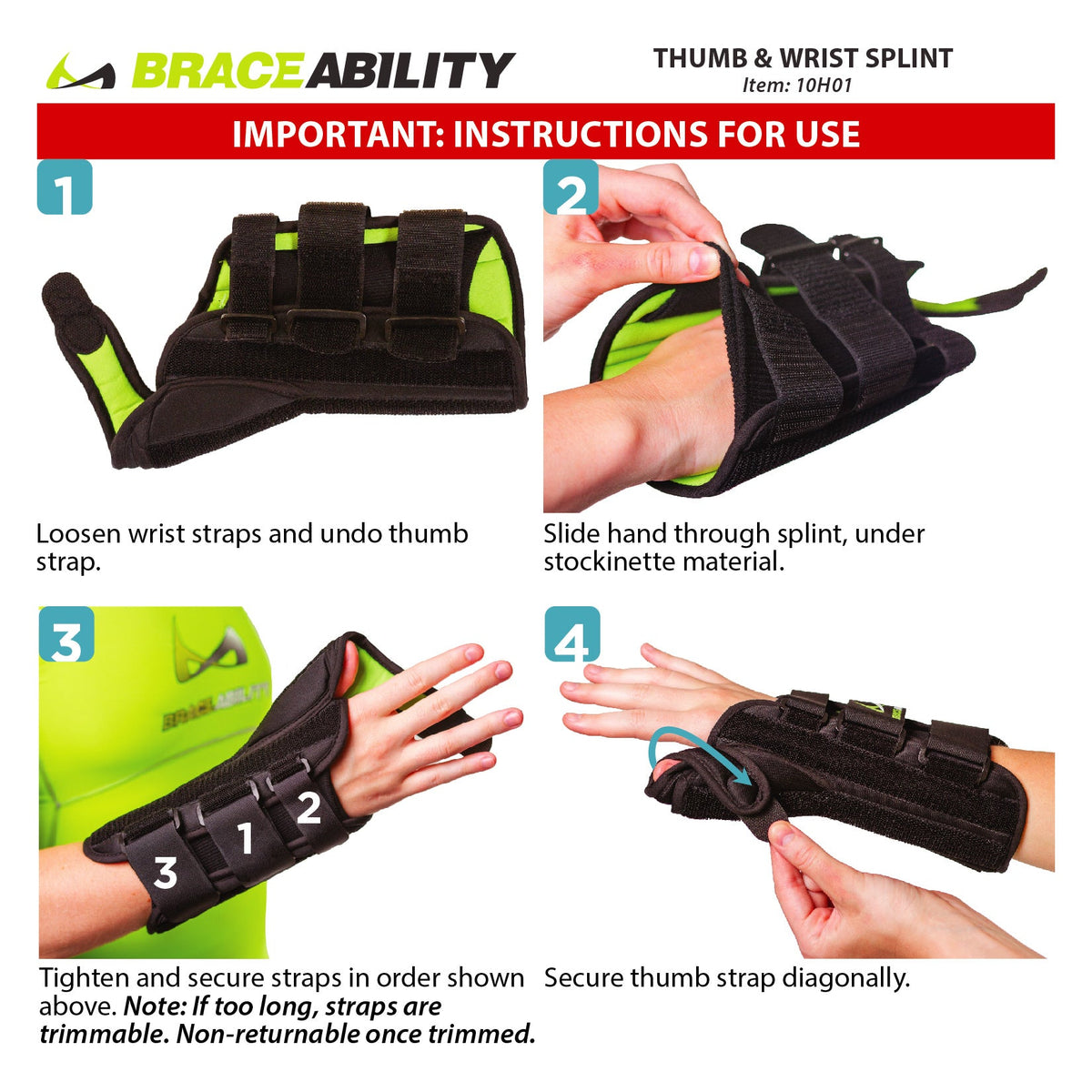 Wrist and Thumb Spica Splint - De Quervain's Tenosynovitis Support Brace for Right or Left Hand