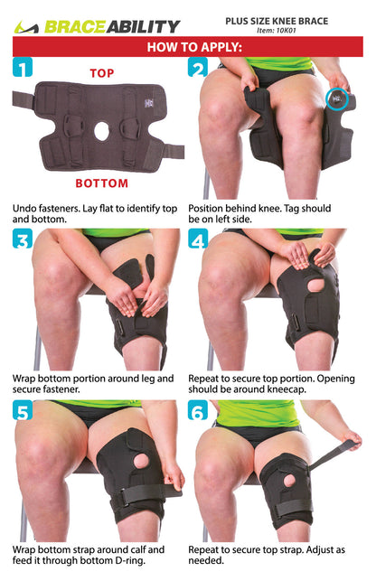 Wrap Around Hinged Knee Brace | Neoprene Open Patella Support with Adjustable Straps for Women & Men