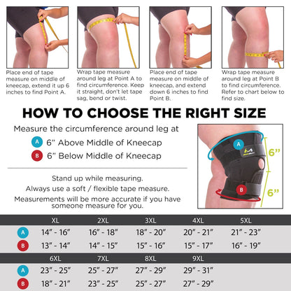 Wrap Around Hinged Knee Brace | Neoprene Open Patella Support with Adjustable Straps for Women & Men