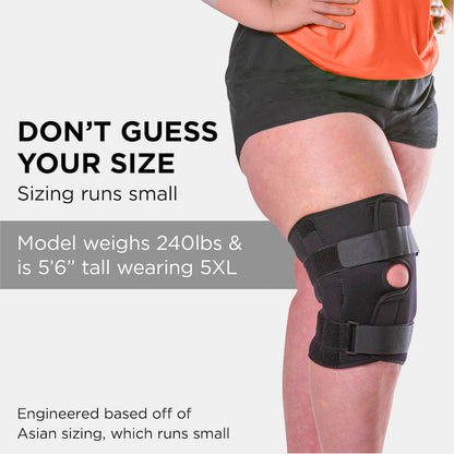 Wrap Around Hinged Knee Brace | Neoprene Open Patella Support with Adjustable Straps for Women & Men