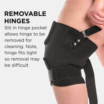 Wrap Around Hinged Knee Brace | Neoprene Open Patella Support with Adjustable Straps for Women & Men