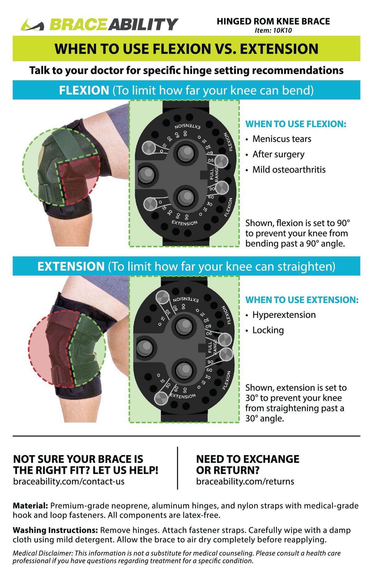 Hinged ROM Knee Brace | Stabilization Support for Torn Meniscus, Post Op, ACL Tear Injury, Sprain, OA