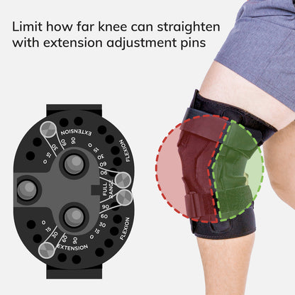 Hinged ROM Knee Brace | Stabilization Support for Torn Meniscus, Post Op, ACL Tear Injury, Sprain, OA