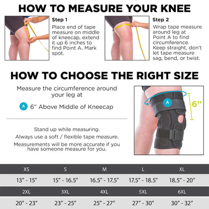 Hinged ROM Knee Brace | Stabilization Support for Torn Meniscus, Post Op, ACL Tear Injury, Sprain, OA