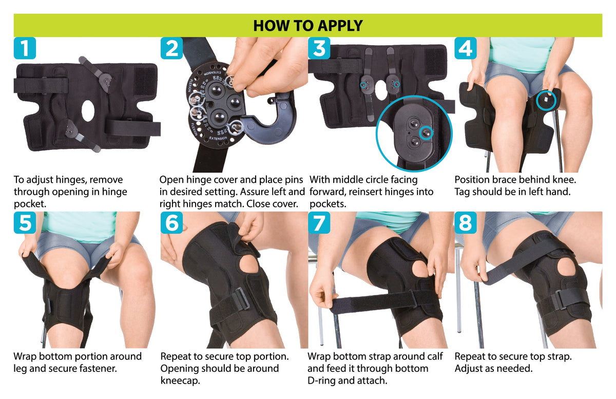 Hinged ROM Knee Brace | Stabilization Support for Torn Meniscus, Post Op, ACL Tear Injury, Sprain, OA