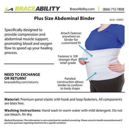 Plus Size Bariatric Abdominal Binder | Belly Band, Stomach Hernia Brace & Back Support Belt (up to 4XL)