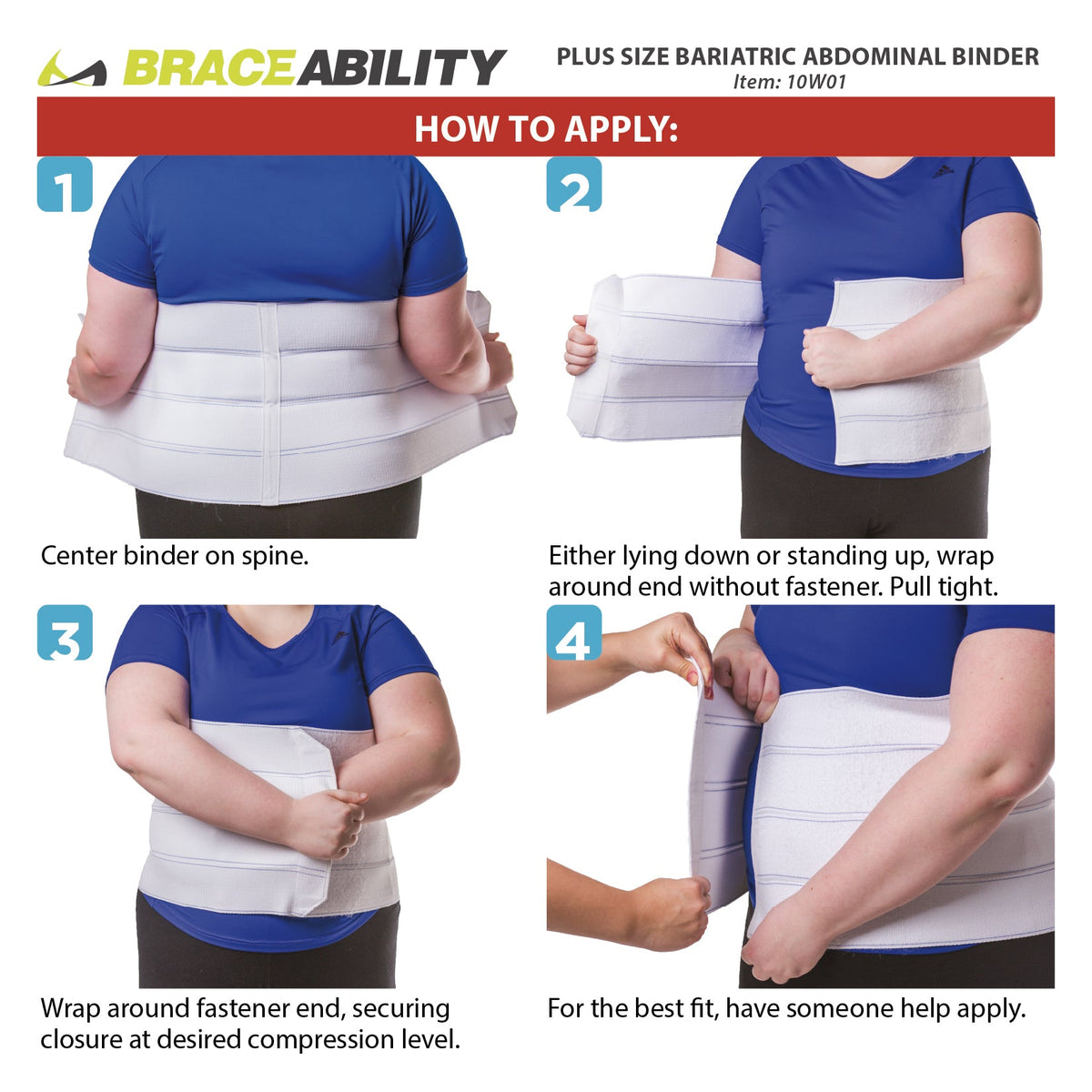 Plus Size Bariatric Abdominal Binder | Belly Band, Stomach Hernia Brace & Back Support Belt (up to 4XL)