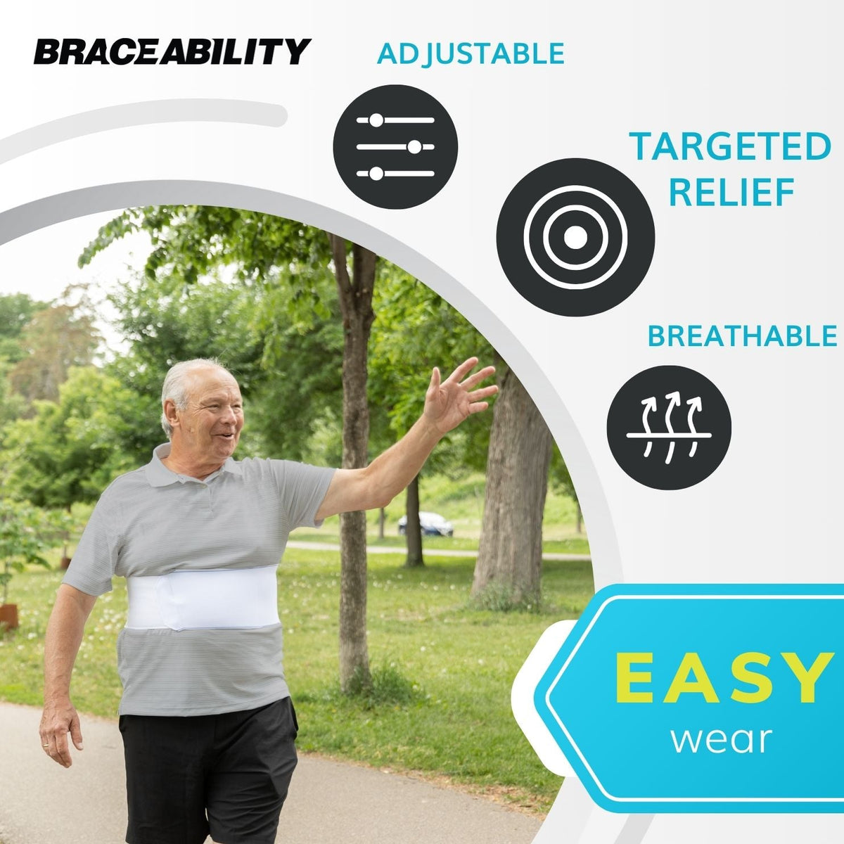Rib Compression Wrap | Injury Belt and Chest Binder Brace for Sore, Bruised or Broken Ribs Recovery