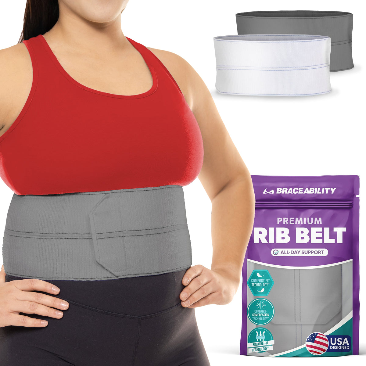 Broken Rib Brace | Compression Wrap Belt for Fractured, Cracked, Dislocated, or Bruised Ribs Pain Support