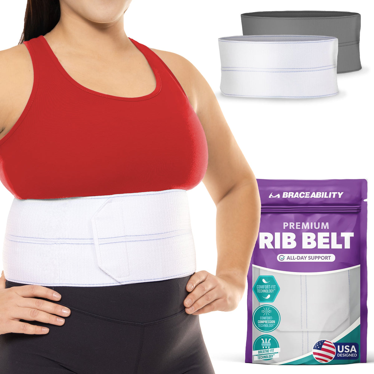 Broken Rib Brace | Compression Wrap Belt for Fractured, Cracked, Dislocated, or Bruised Ribs Pain Support