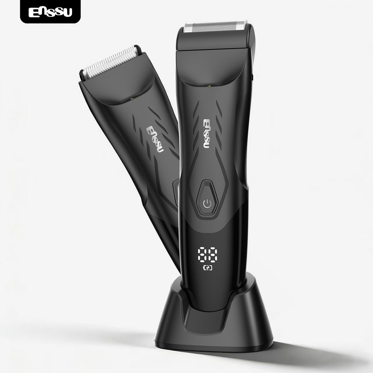 Kit Aparador Barba & Corpo ENSSU Max Preto – 2 em 1 com Base IPX7